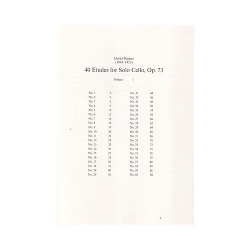 40 Etudes For Solo Cello - Op.73
