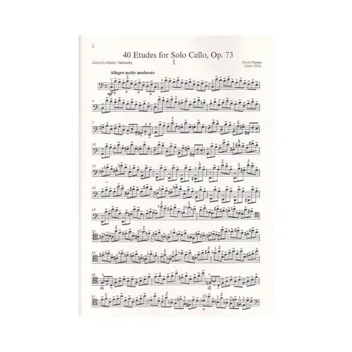 40 Etudes For Solo Cello - Op.73