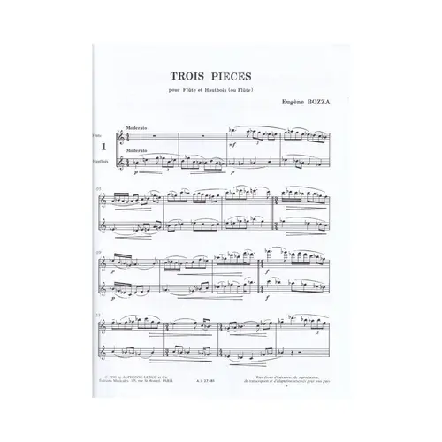Trois Pieces Pour Flute Et Hautbois (Ou Flute)