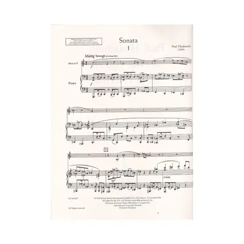 Sonate Fur Horn Und Klavier (1939)