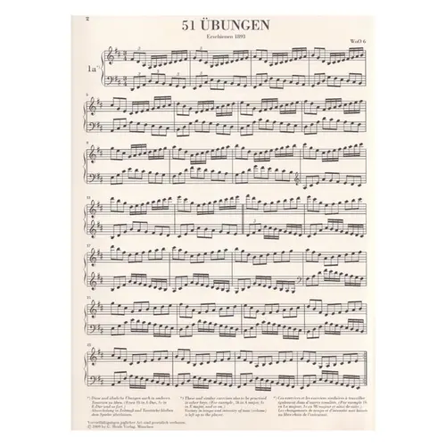 51 Ubungen Fur Klavier - 51 Exercises For Piano - Urtext