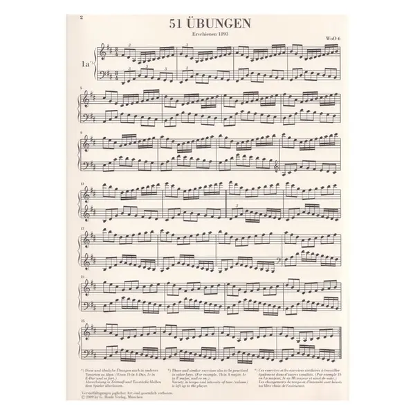 51 Ubungen Fur Klavier - 51 Exercises For Piano - Urtext
