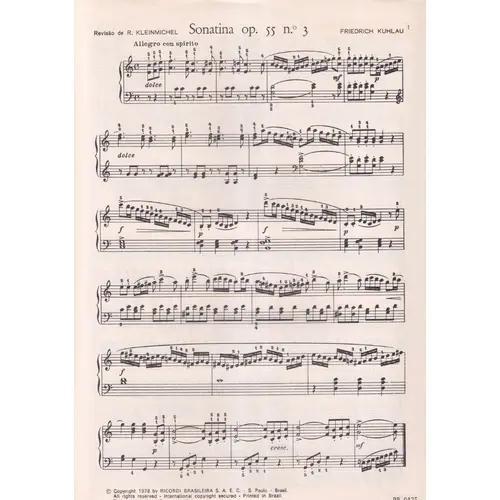 Sonatina - Op.55 N.3   (Kleinmichel)