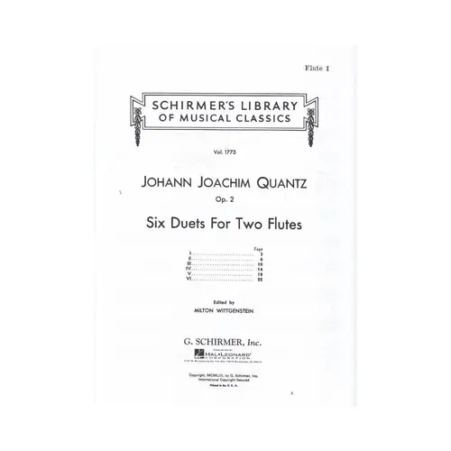 Six Duets For Two Flutes - Op.2  (Ed 1773)
