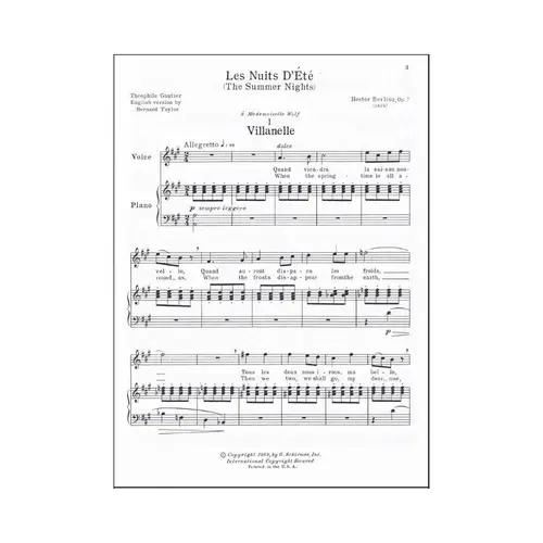 Les Nuits D'Éte - A song cycle - high Voice