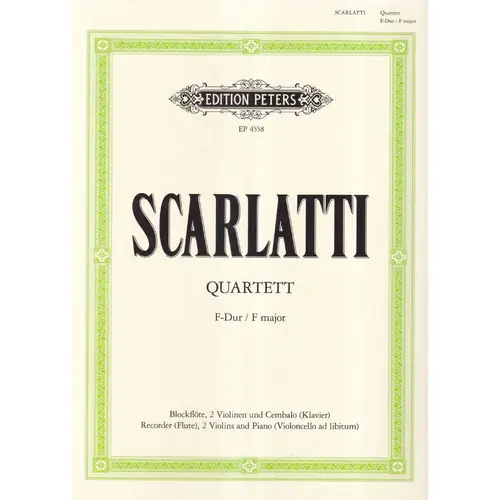 Quartett F Dur for recorder (flute), 2 violins and piano (violoncello ad libitum)