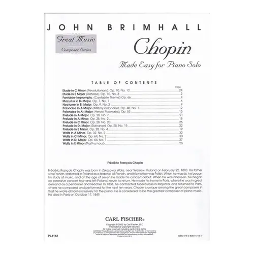 Made Easy For Piano - Chopin